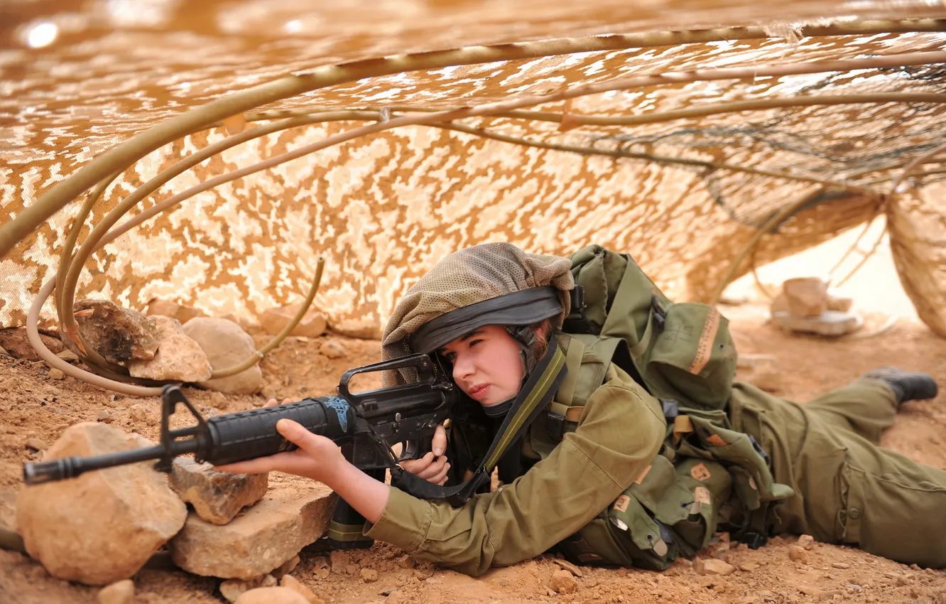 Photo wallpaper girl, soldiers, Israel Defence Force