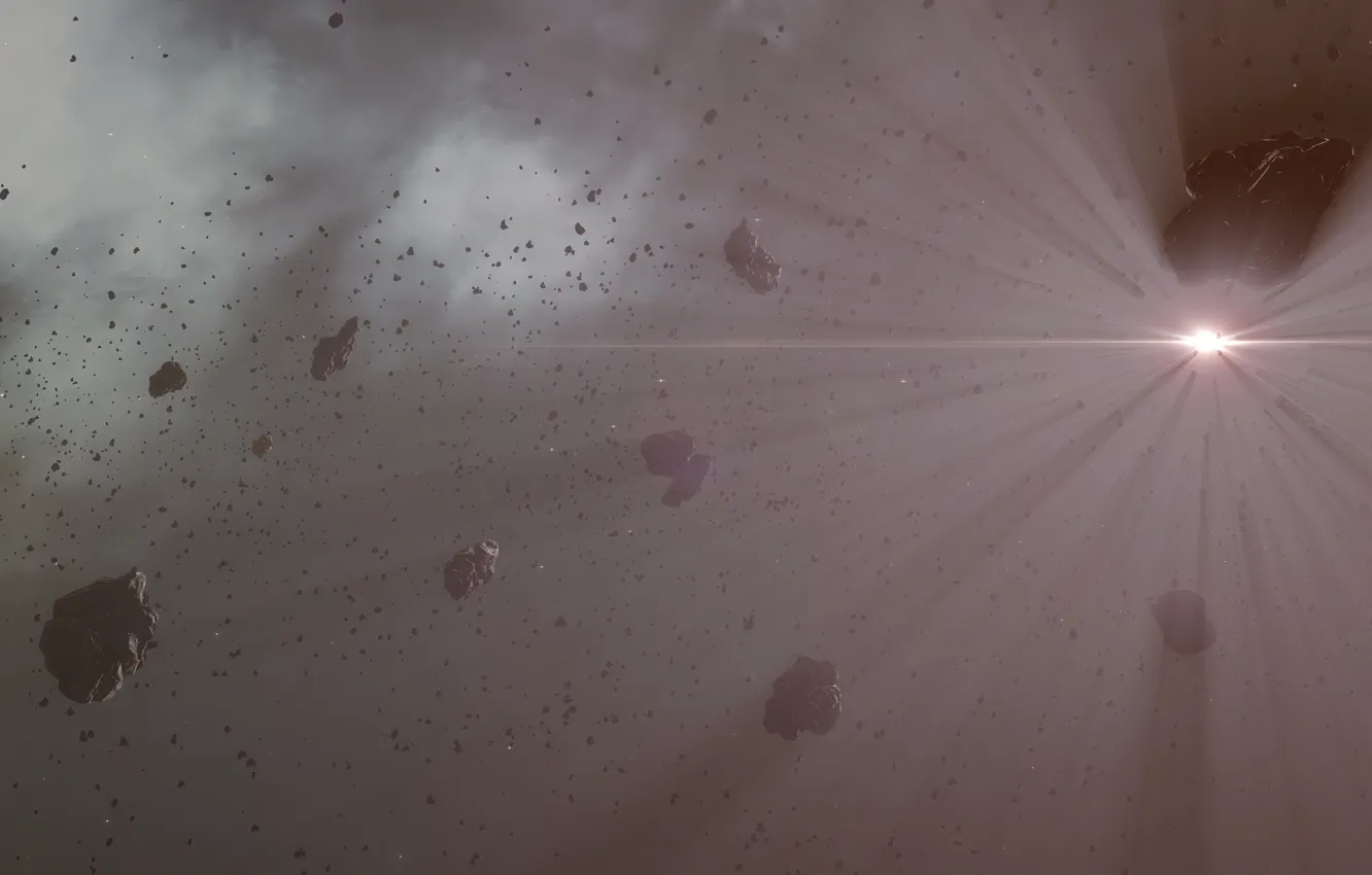 Photo wallpaper sun, eve online, asteroid belt