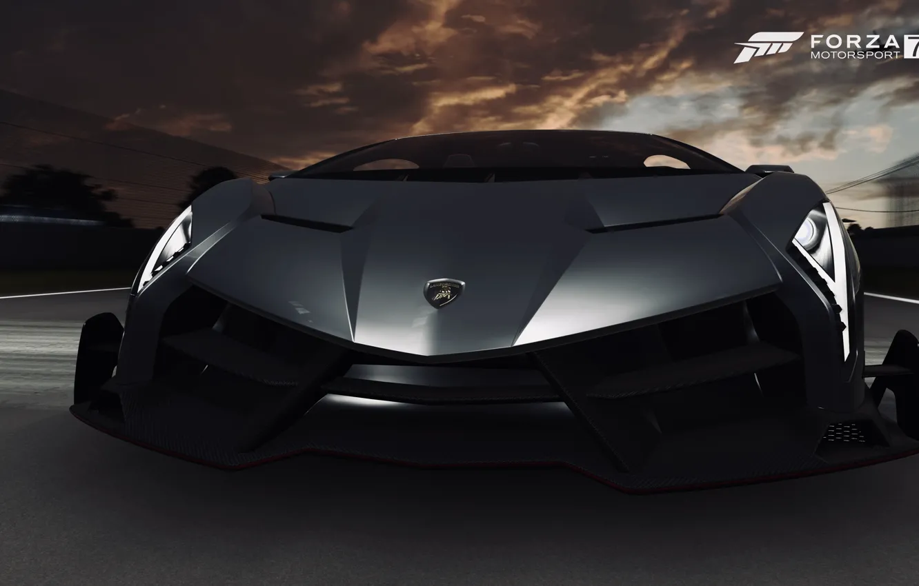 Photo wallpaper HDR, Lamborghini, game, Veneno, Lamborghini Veneno, UHD, Forza Motorsport 7, 4k