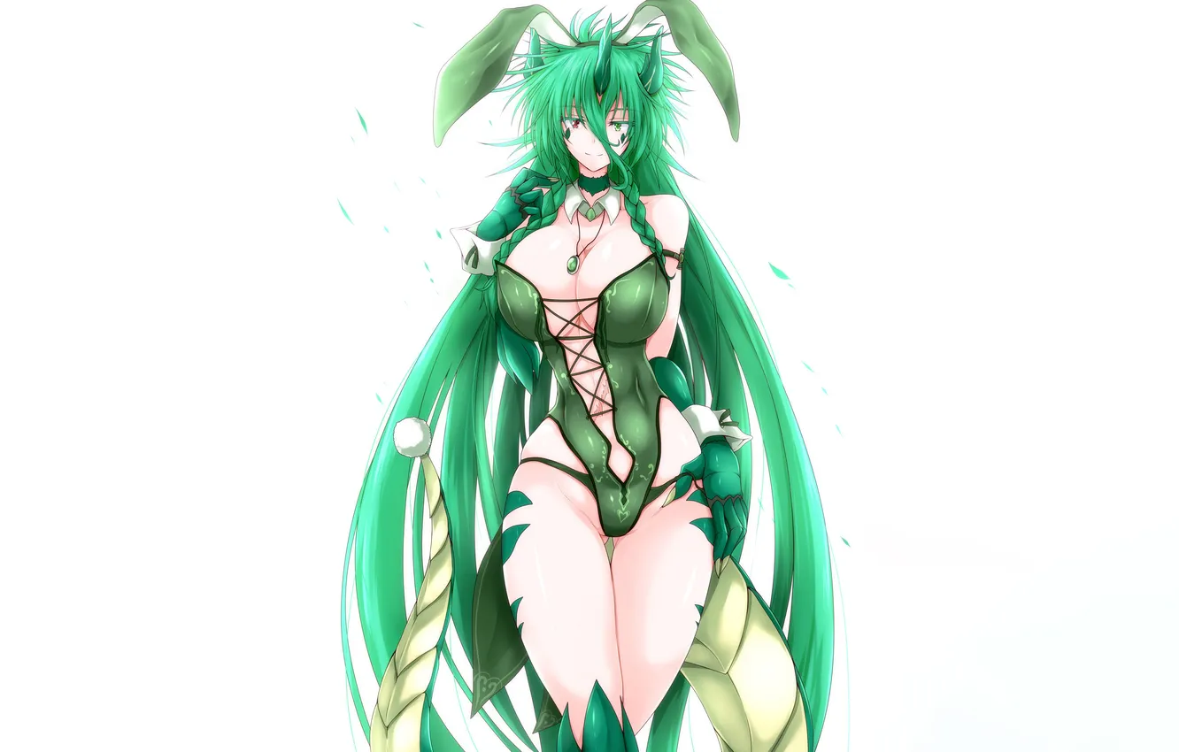 Photo wallpaper girl, sexy, cleavage, horns, long hair, boobs, sexy girl, anime