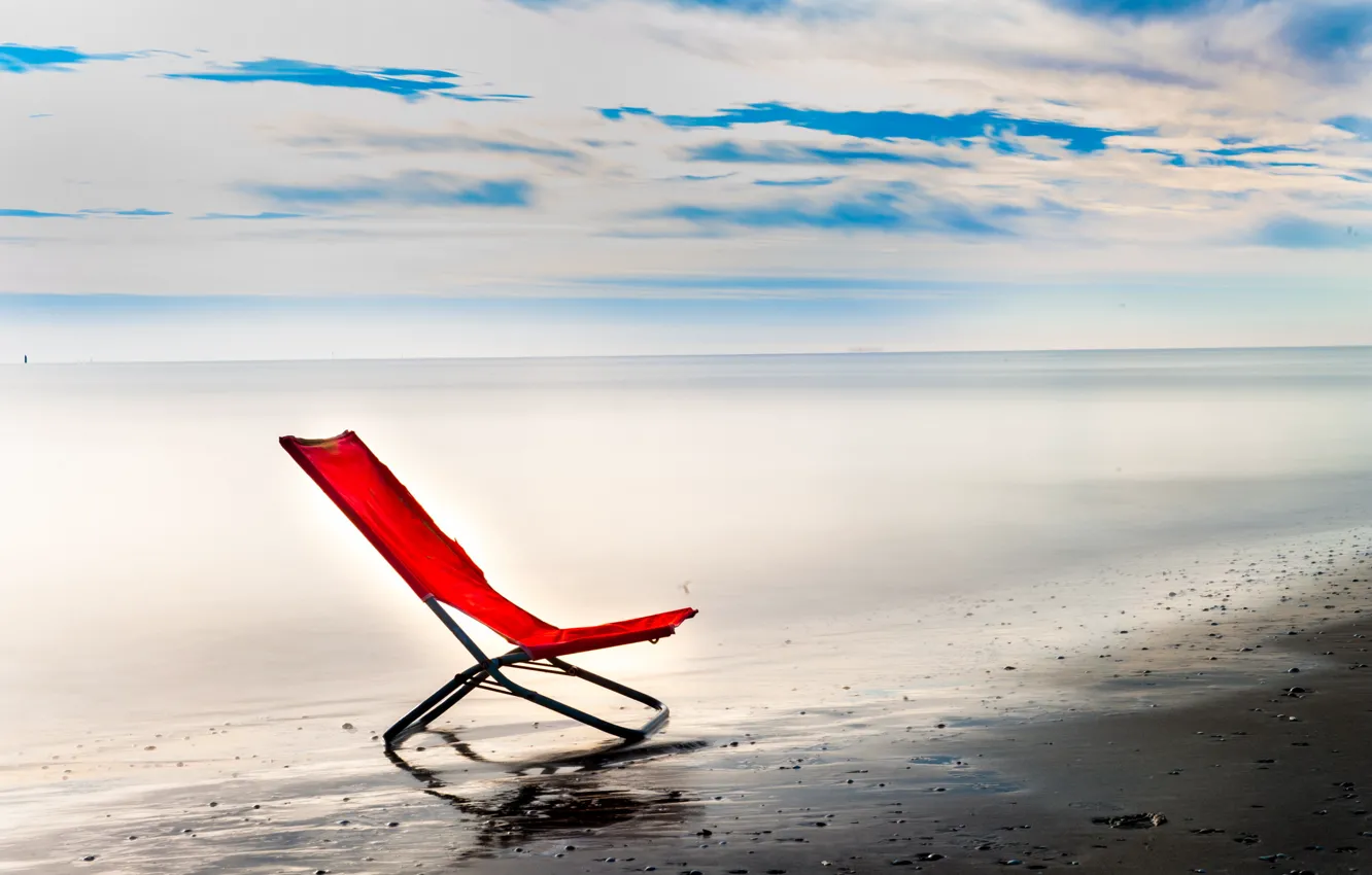 Photo wallpaper sea, the sky, chair