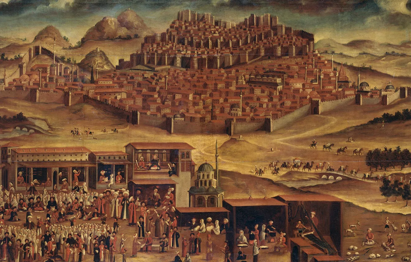 Photo wallpaper the city, oil, picture, canvas, View Of Ankara