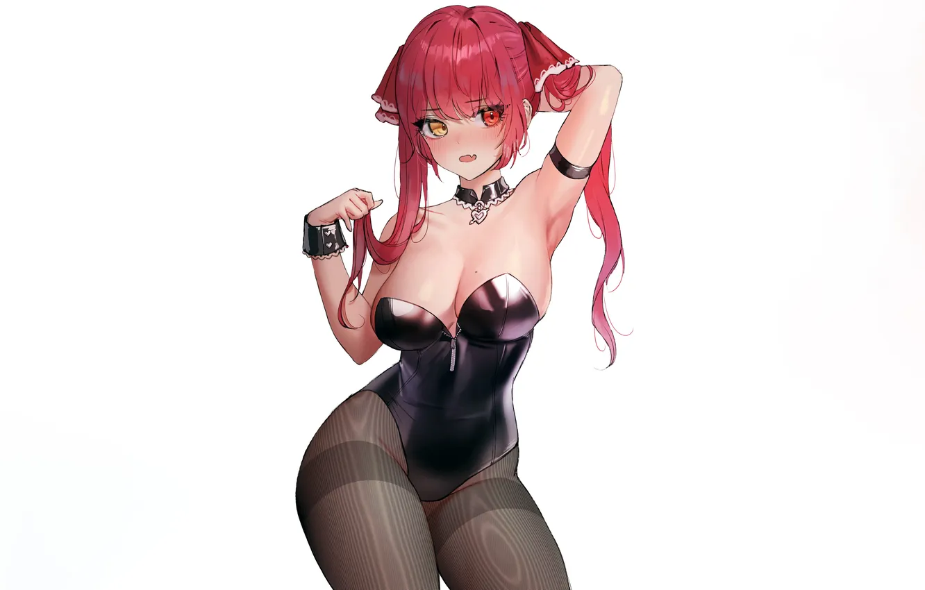 Photo wallpaper girl, sexy, cleavage, red hair, long hair, boobs, anime, beautiful