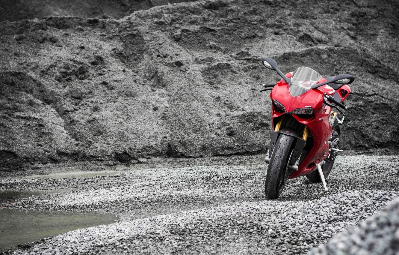 Photo wallpaper red, motorcycle, red, Supersport, Ducati, Ducati, mound, 1199