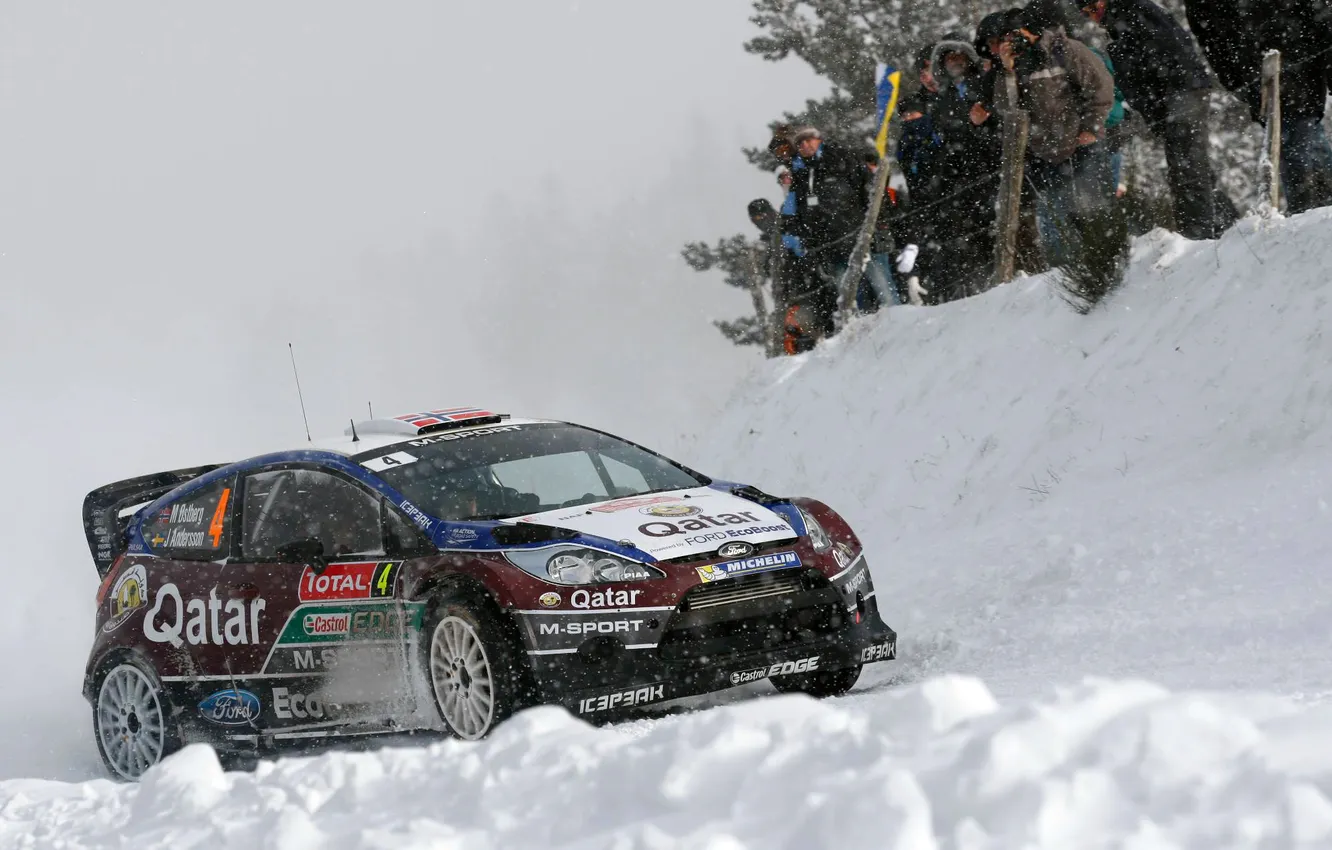Photo wallpaper Ford, Winter, Auto, Snow, Sport, People, Ford, Race