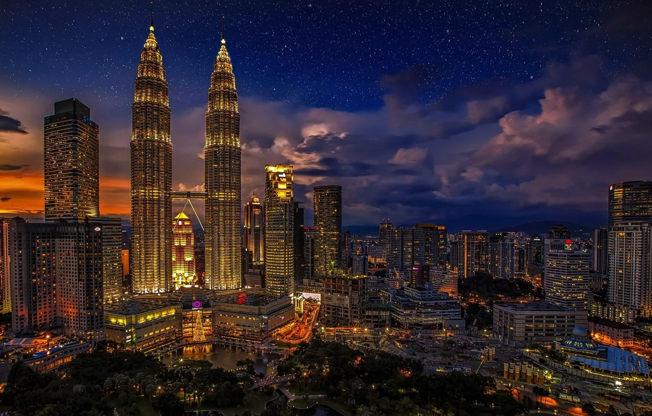 Photo wallpaper night, beautiful, light, city, the city, Night