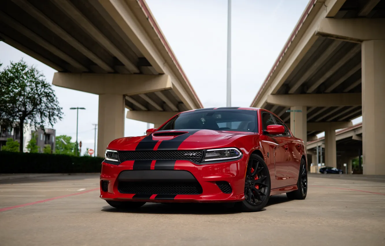 Photo wallpaper red, dodge, charger, srt hellcat