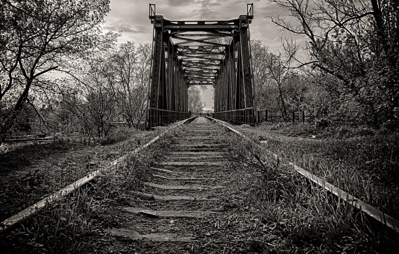 Photo wallpaper road, bridge, the way, rails, 1920x1080