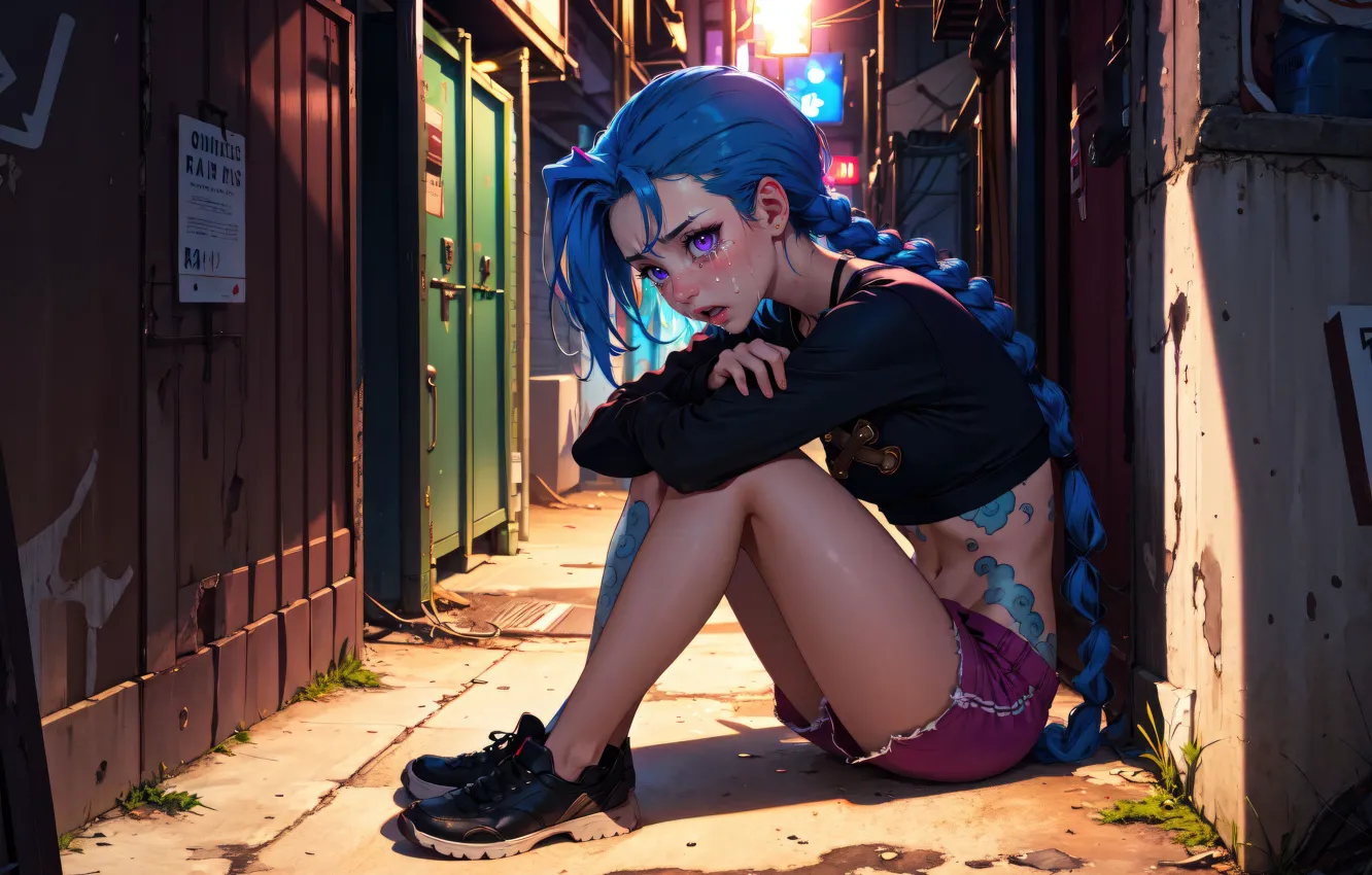 Photo wallpaper resentment, shorts, beauty, tears, girl, girl, lane, shorts