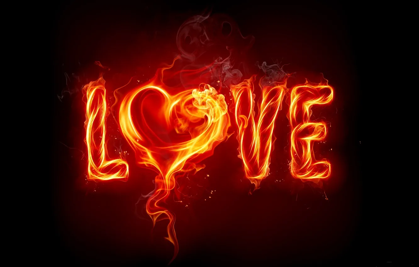 Photo wallpaper love, fire, heart