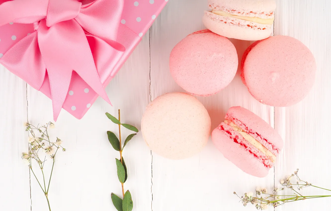 Photo wallpaper gift, cookies, tape, almond
