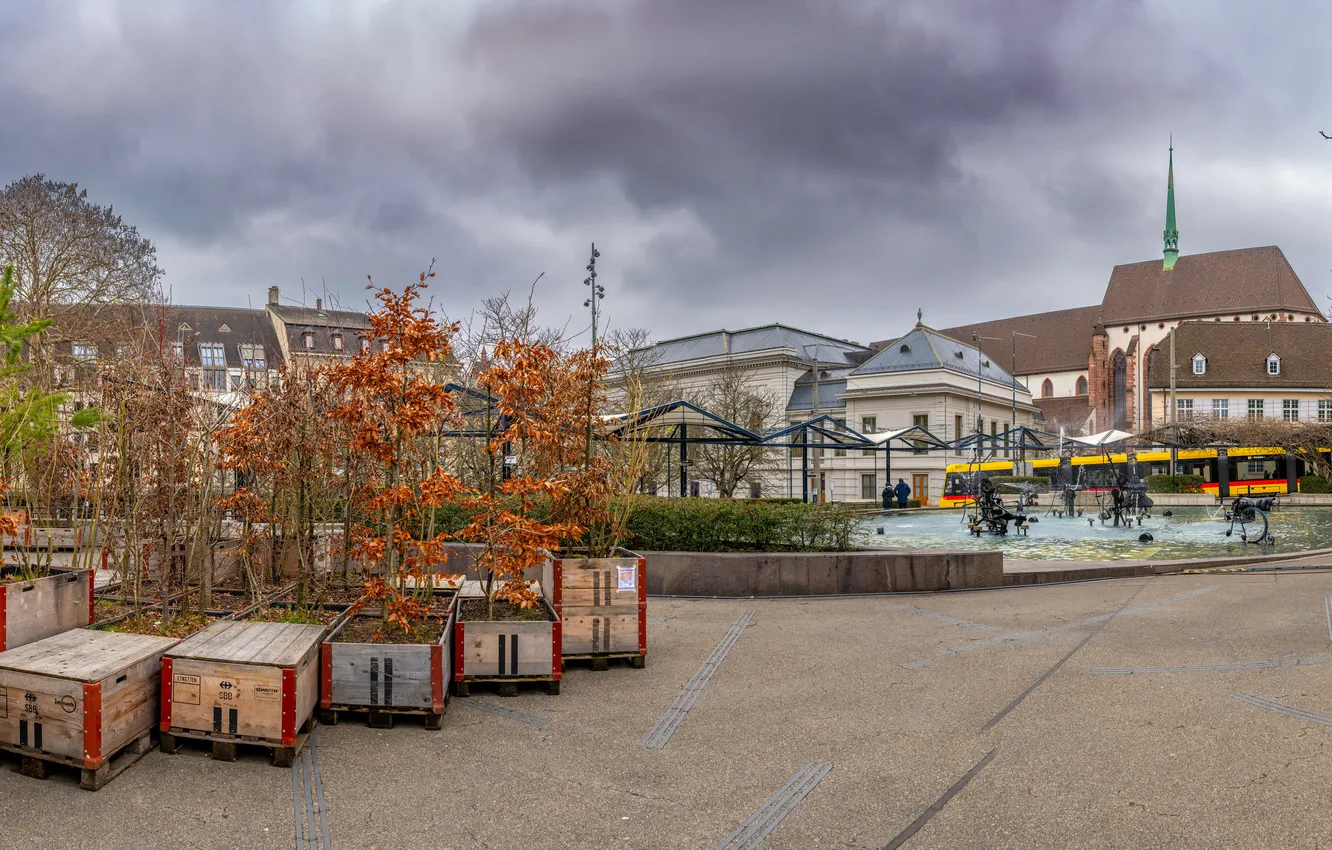 Photo wallpaper Switzerland, fountain, Basel