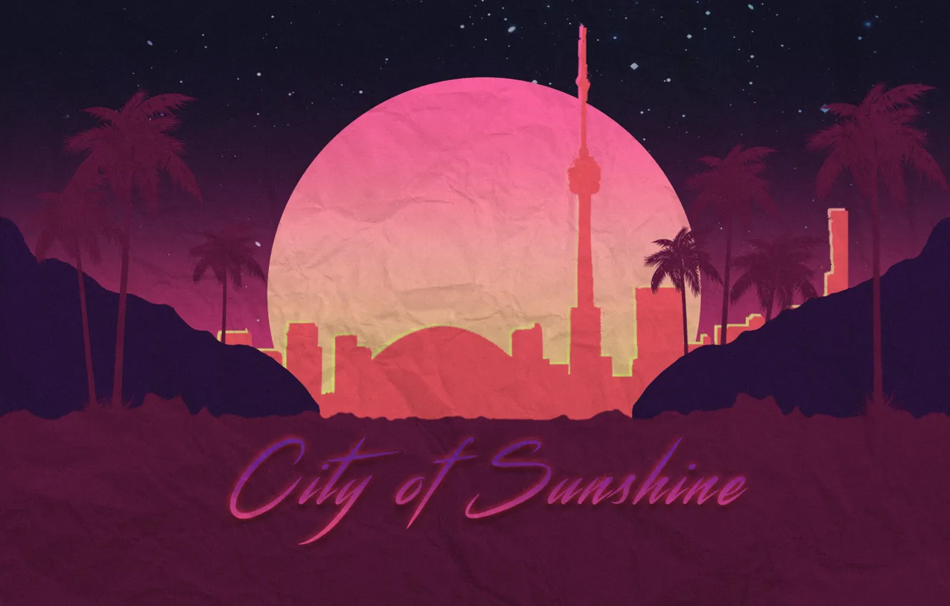 Photo wallpaper the sun, the city, music, neon, art, Neon, Synthpop, Darkwave