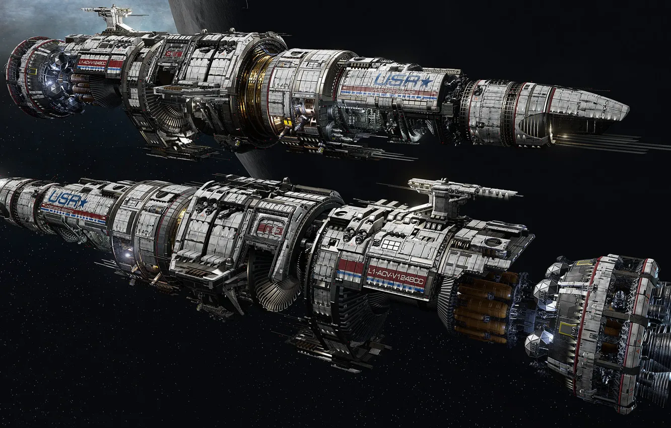 Photo wallpaper space, planet, ships, Fractured Space, USR Flagship