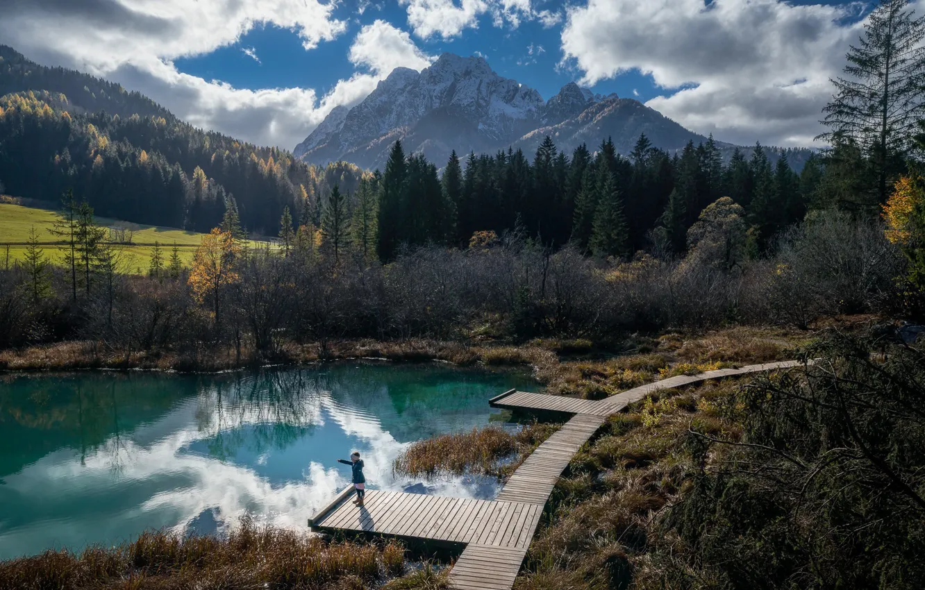 Photo wallpaper Slovenia, Kranjska Gora, Zelenci Nature Reserve