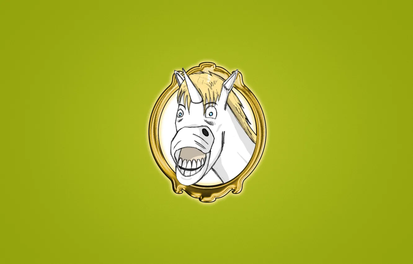 Photo wallpaper white, smile, horse, portrait, minimalism, unicorn, unicorn, funny face