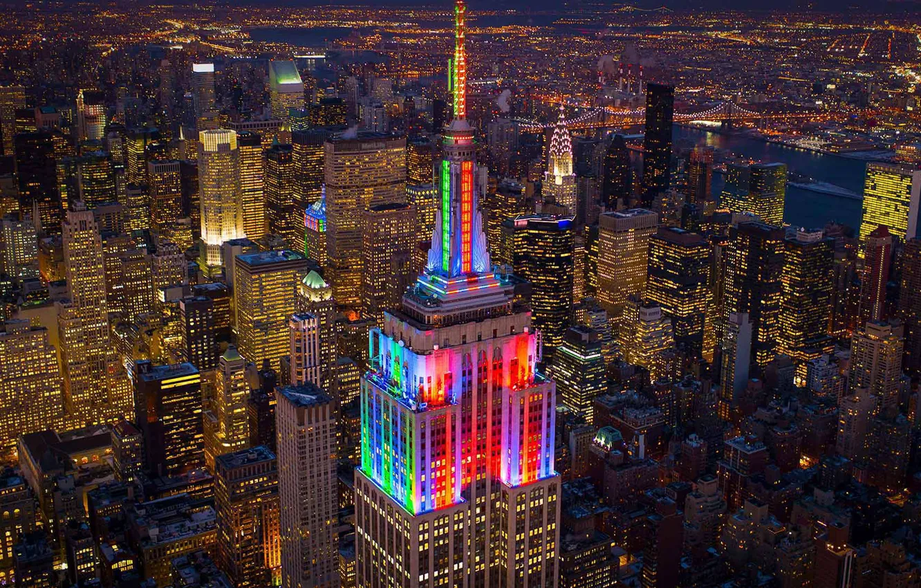 Photo wallpaper lights, New York, Empire State Building, The Empire state building