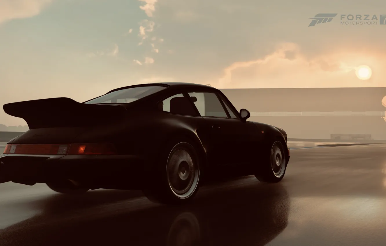 Photo wallpaper HDR, 911, Porsche, game, rain, sun, Turbo, Porsche 911 Turbo