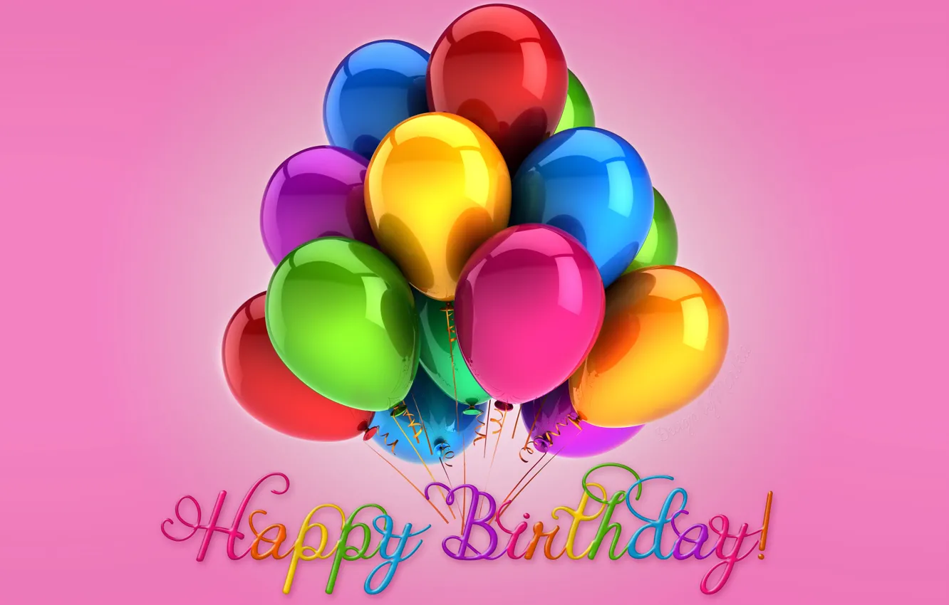 Photo wallpaper balloons, birthday, colorful, Happy Birthday, balloons, Design by Marika