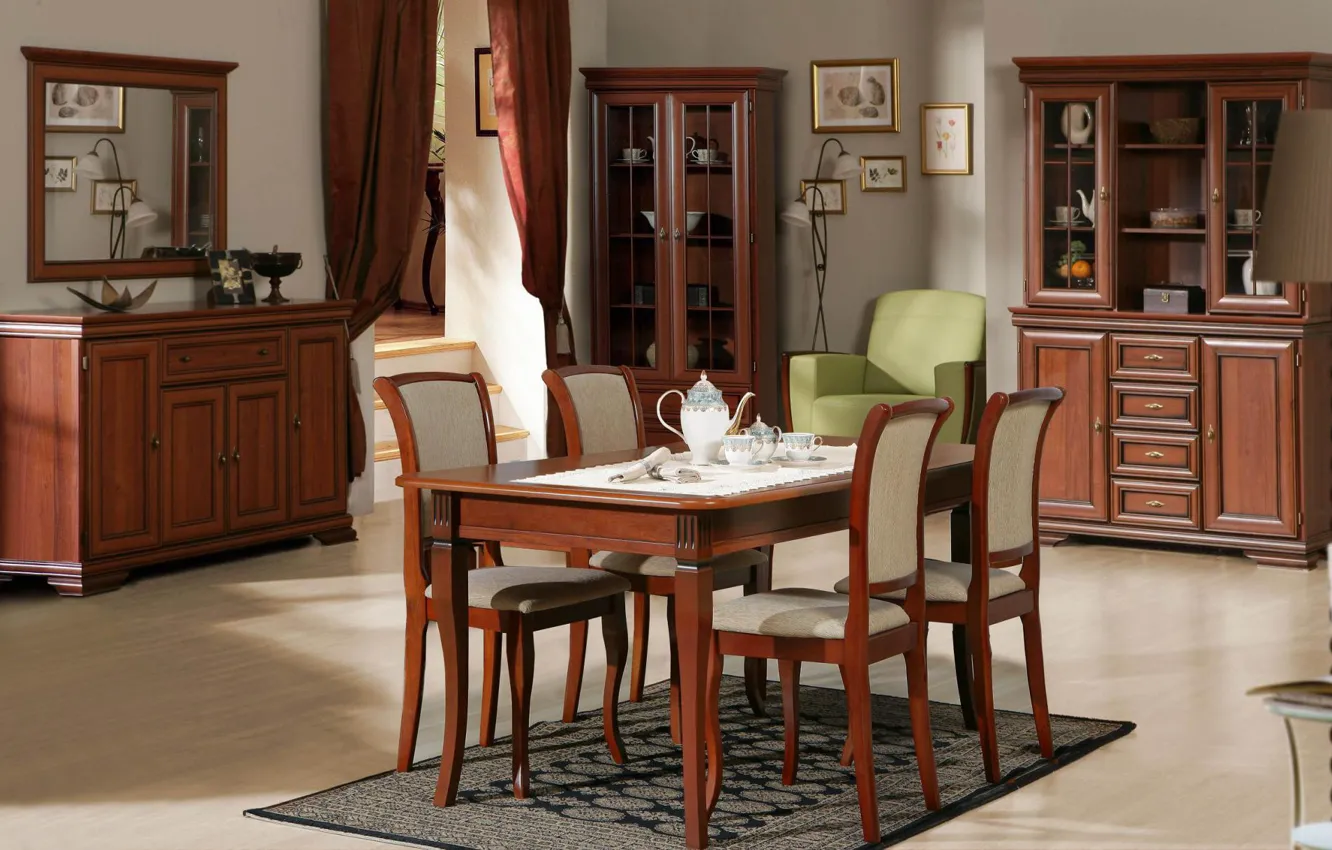 Photo wallpaper style, Villa, interior, dining room, Luxury home