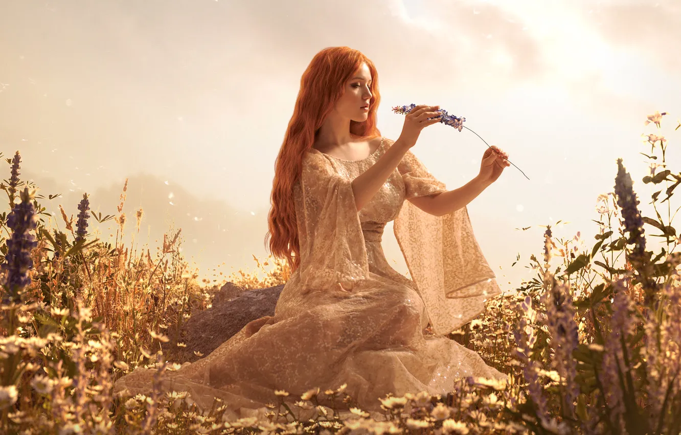 Photo wallpaper pose, model, meadow, beauty, cutie, beautiful girl, model, beauty