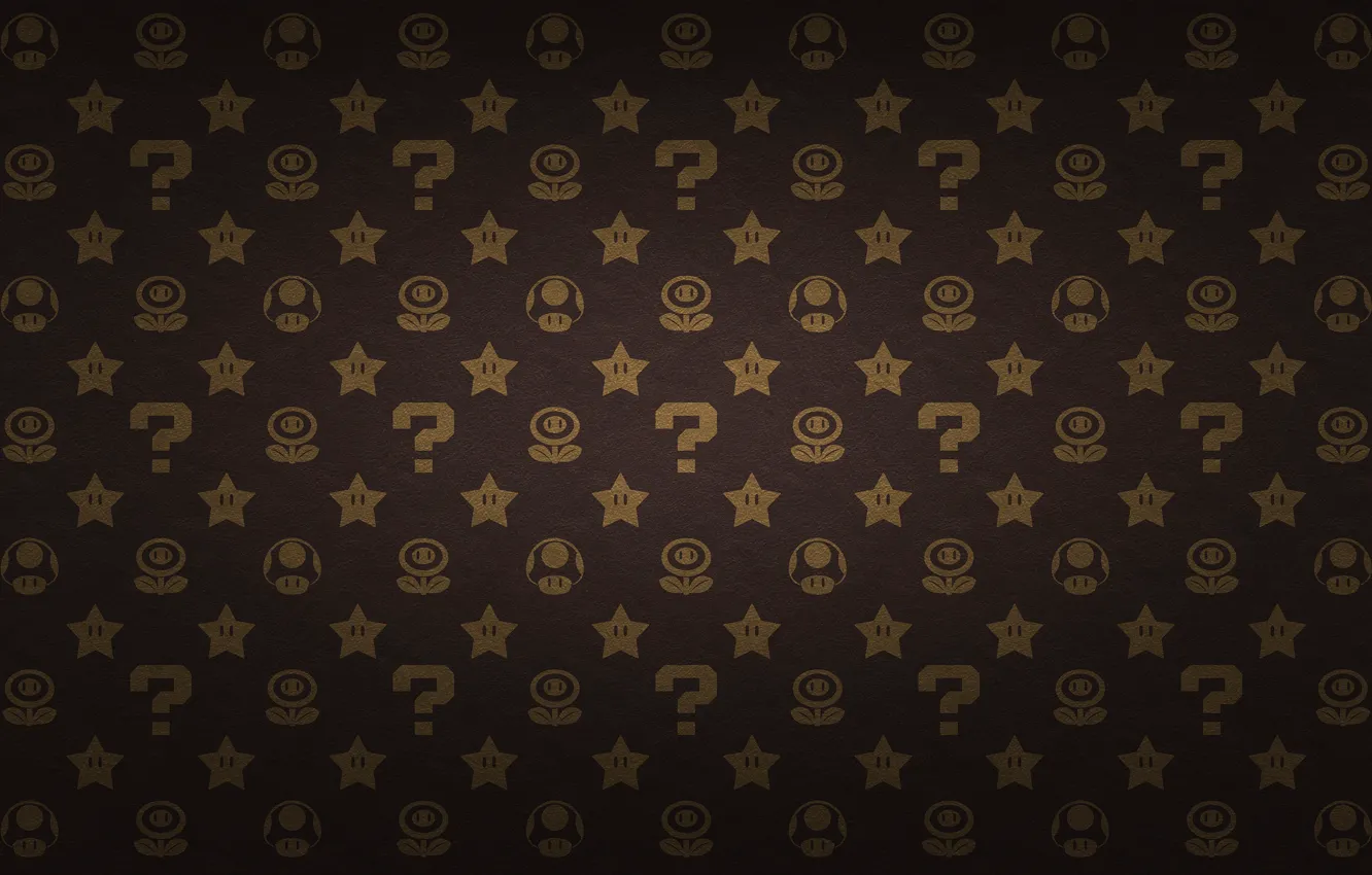 Photo wallpaper stars, flowers, mushrooms, Mario, star, Mario, the question mark, mushroom