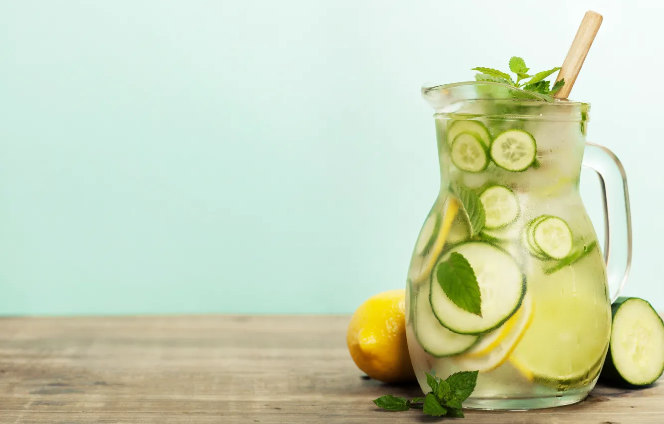 Photo wallpaper ice, lemon, drink, pitcher, mint, lemonade, Natalia Klenova