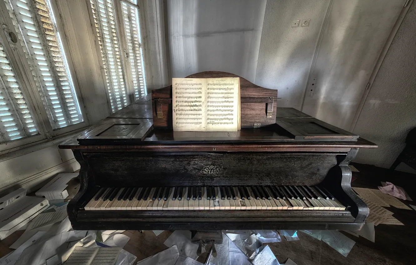 Photo wallpaper notes, music, piano