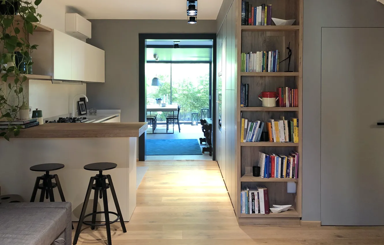 Photo wallpaper design, style, interior, kitchen, dining room, Plauto Apartment, by Gruppo Lithos Architettura