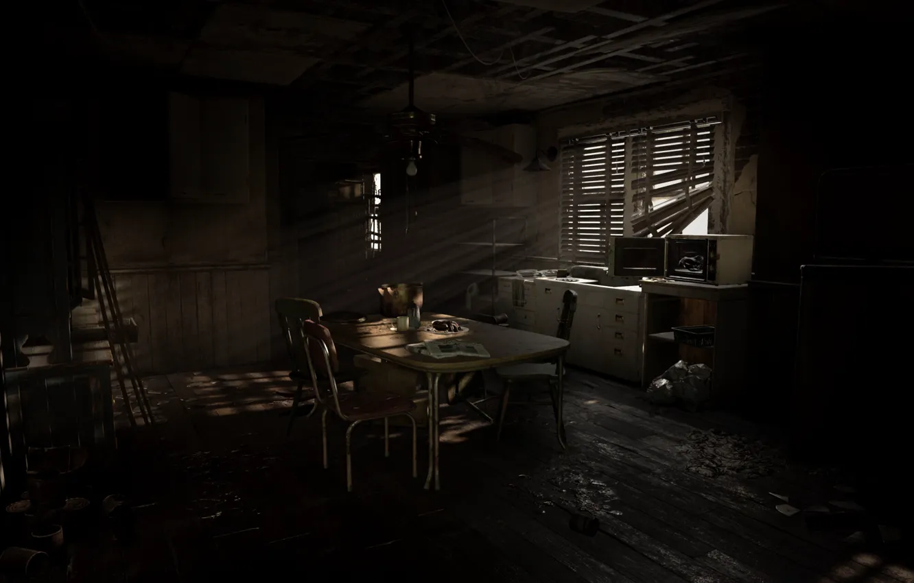Photo wallpaper game, Resident Evil, fear, Biohazard, kitchen, terror, Resident Evil 7, Biohazard 7