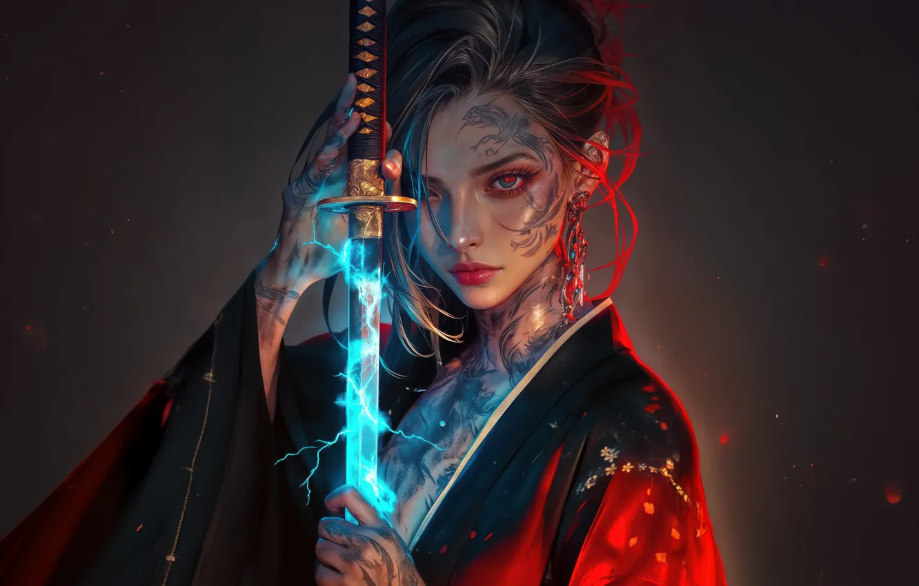 Photo wallpaper games, samurai, scarred
