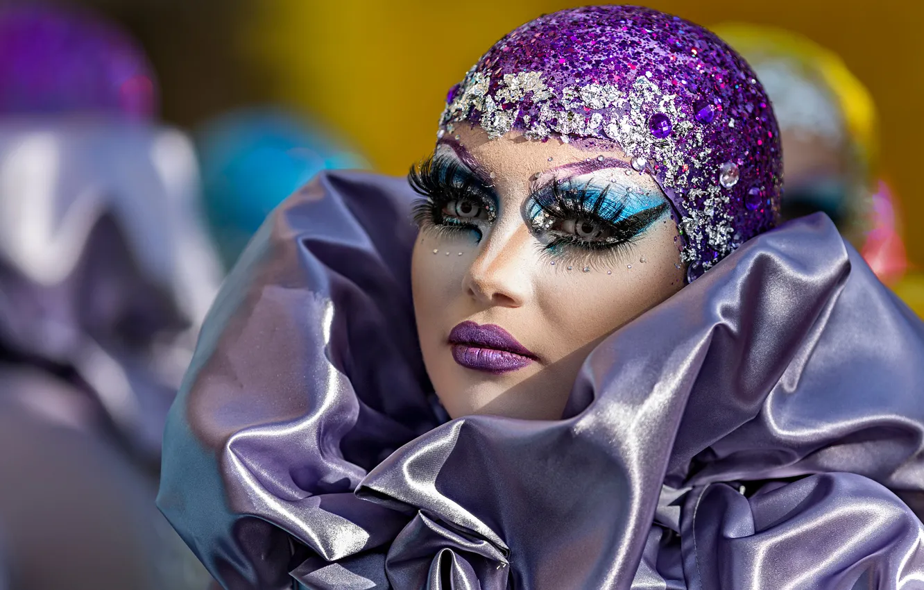 Photo wallpaper look, girl, style, portrait, makeup, costume, outfit, image