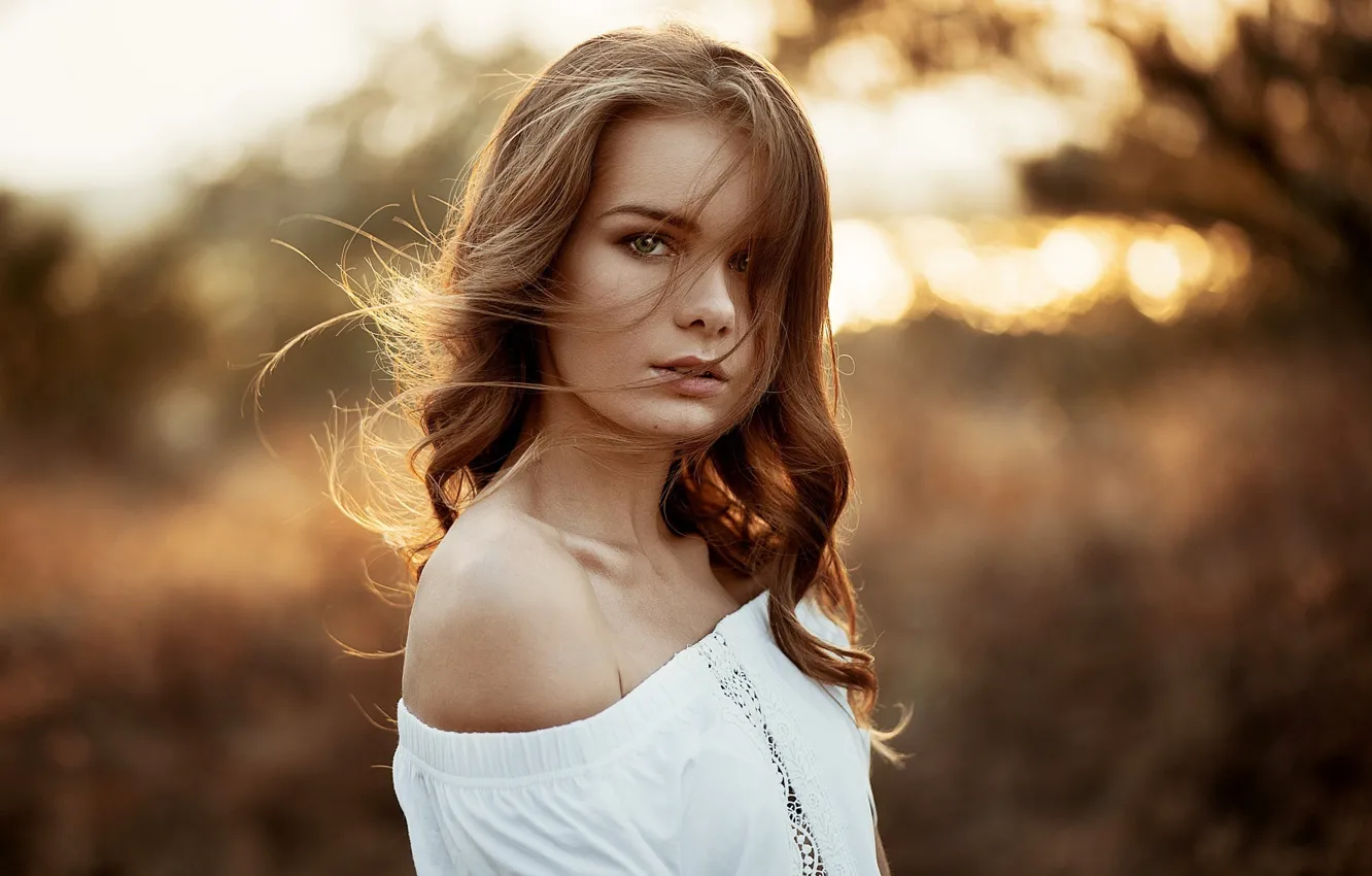 Photo wallpaper look, the sun, nature, background, model, portrait, makeup, hairstyle