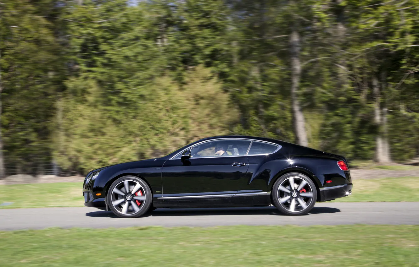 Photo wallpaper machine, auto, black, Bentley, Continental, The Mans, side view, in motion