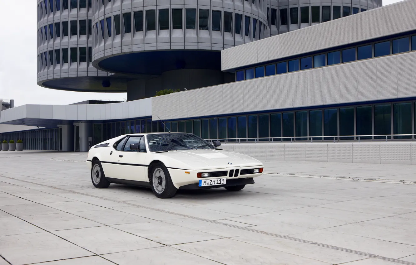 Photo wallpaper white, coupe, BMW, sports car, mid-engined, BMW M1, two-door, RWD