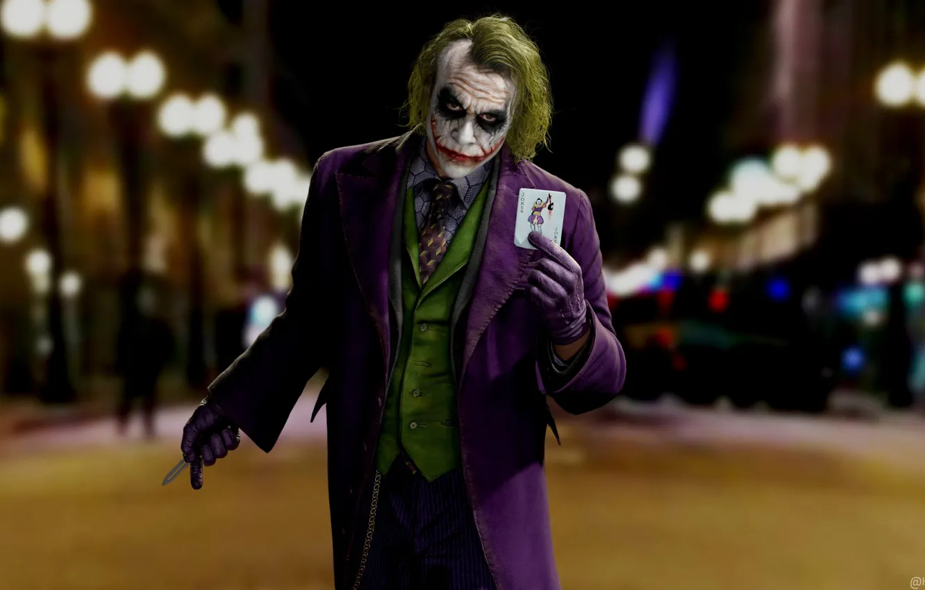 Photo wallpaper look, Joker, map, costume, knife, Batman, characters, the dark knight