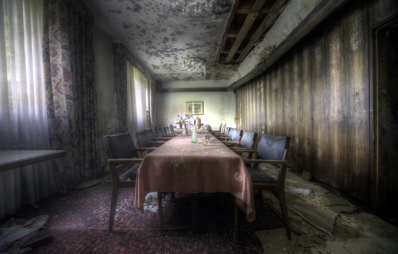 Photo wallpaper table, room, interior, chair