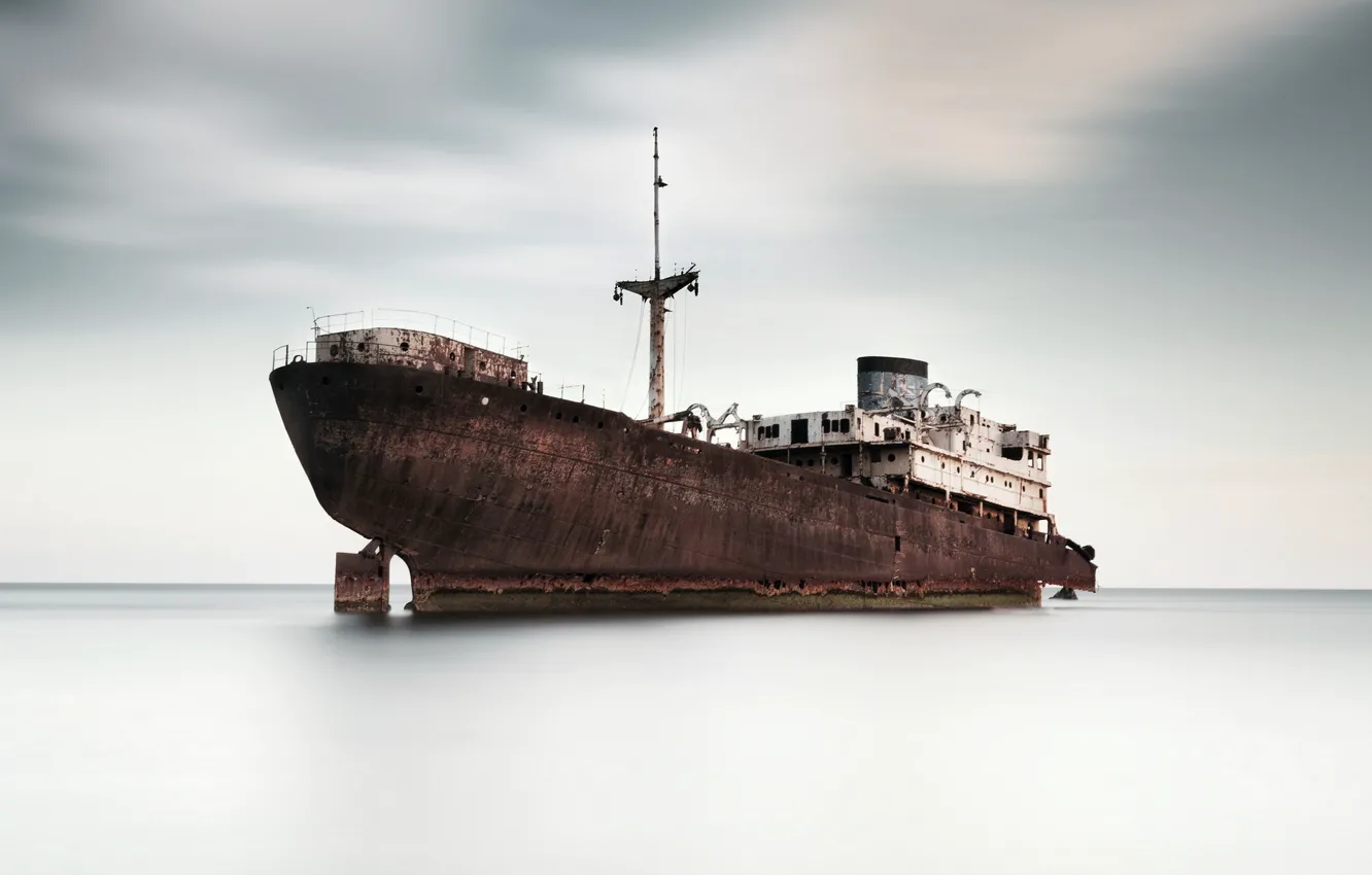 Photo wallpaper landscape, ship, Ghost