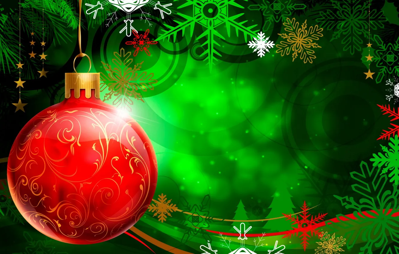 Photo wallpaper ball, year, new, toy on the Christmas tree, vector graphics, new year decorations