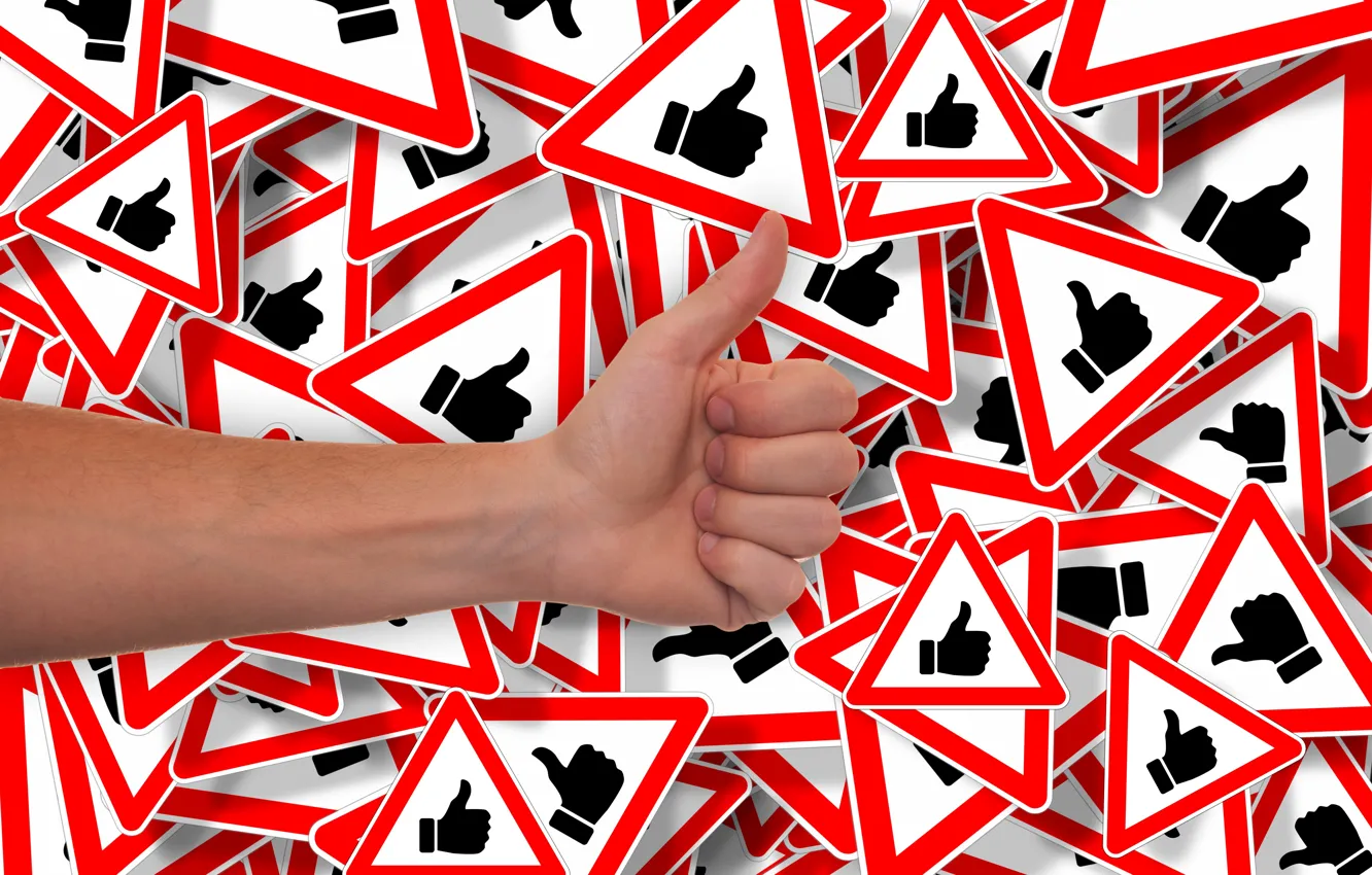 Photo wallpaper sign, fingers, Laika