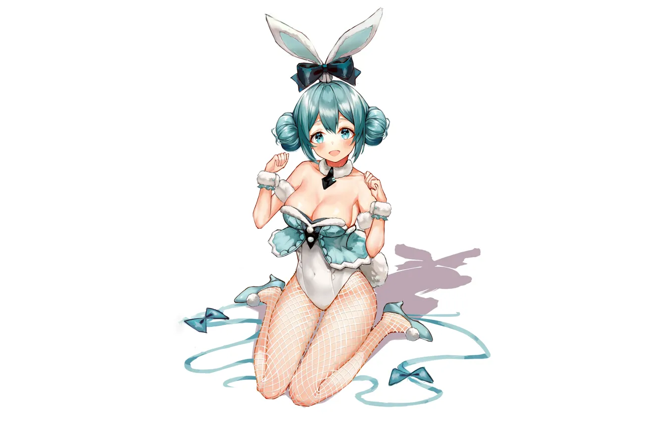 Photo wallpaper girl, sexy, vocaloid, hatsune miku, cleavage, green eyes, legs, boobs