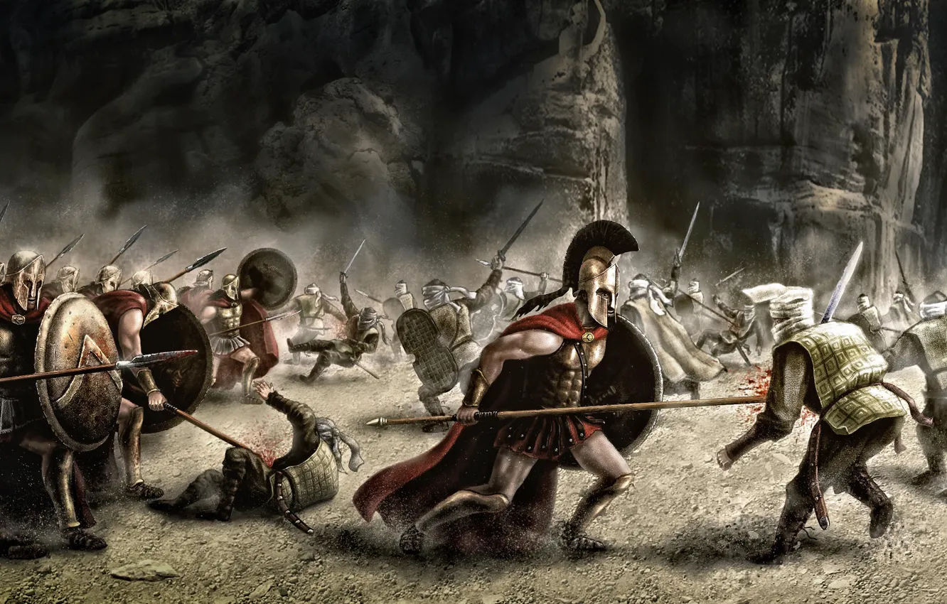 Photo wallpaper weapons, war, art, battle, 300 spartans