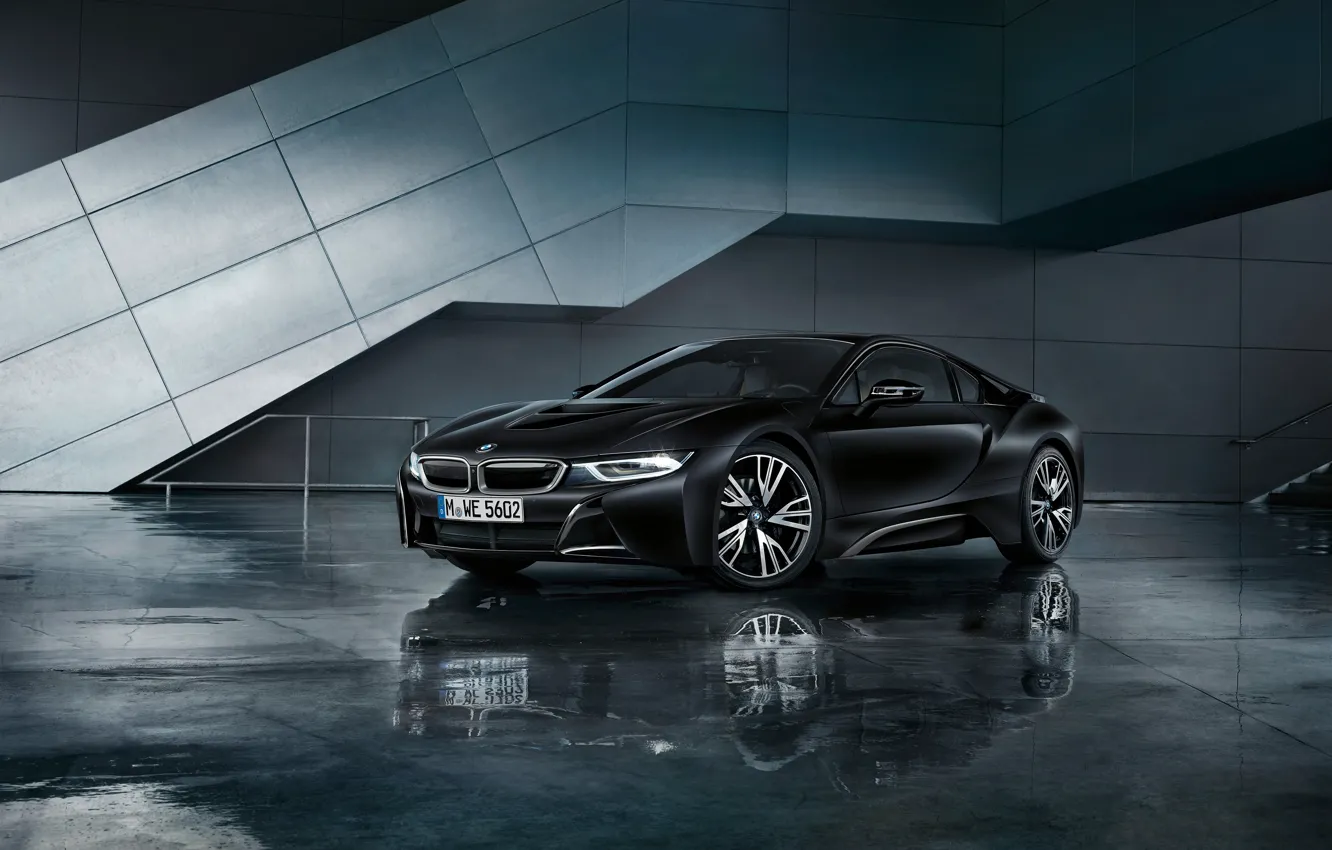 Photo wallpaper car, BMW, logo, supercar, black, technology, BMW I8