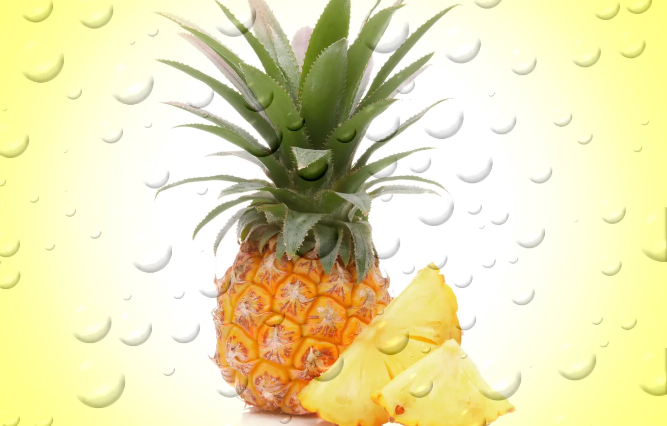 Photo wallpaper drops, bubbles, background, fruit, bubbles, pineapple, background, fruit