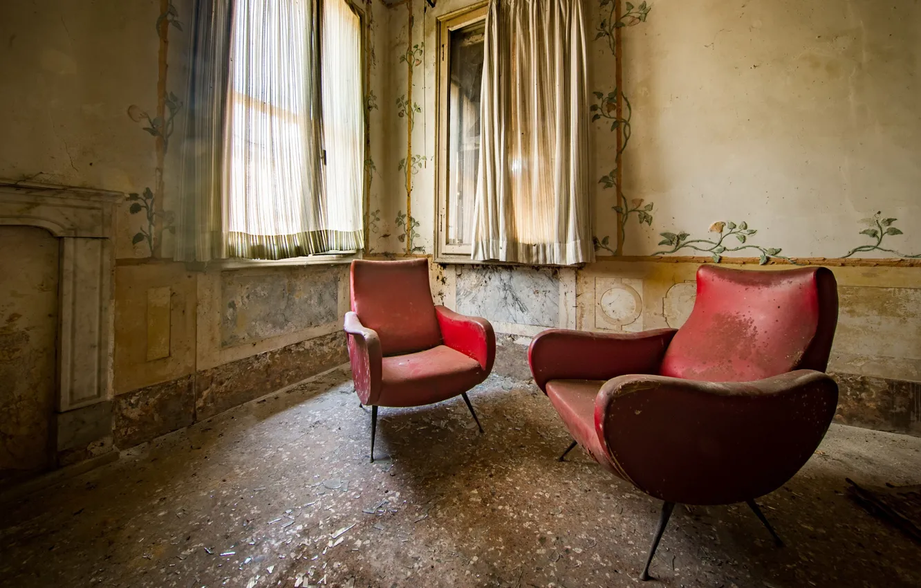 Photo wallpaper room, chair, window, naturalism