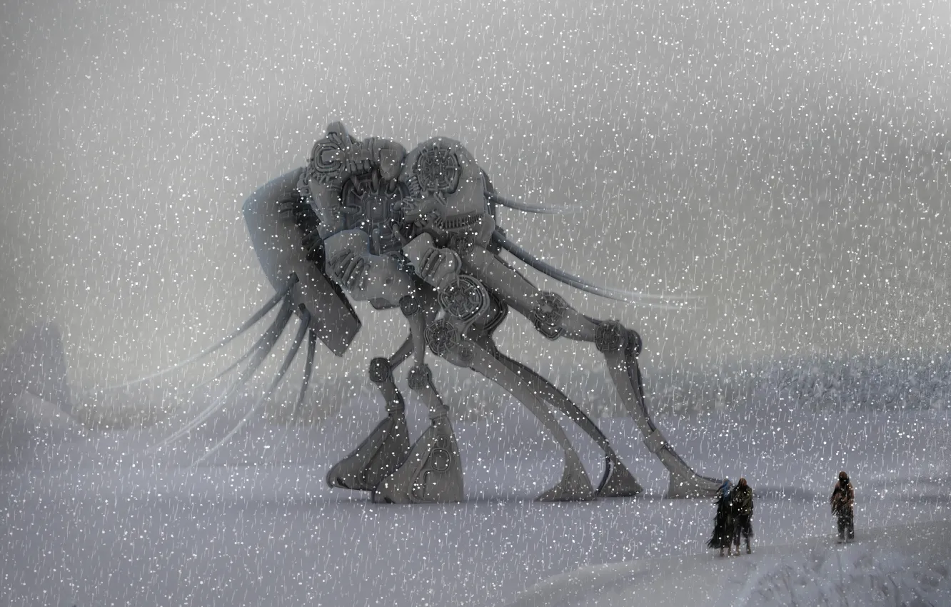 Photo wallpaper winter, the world, robot, snowfall