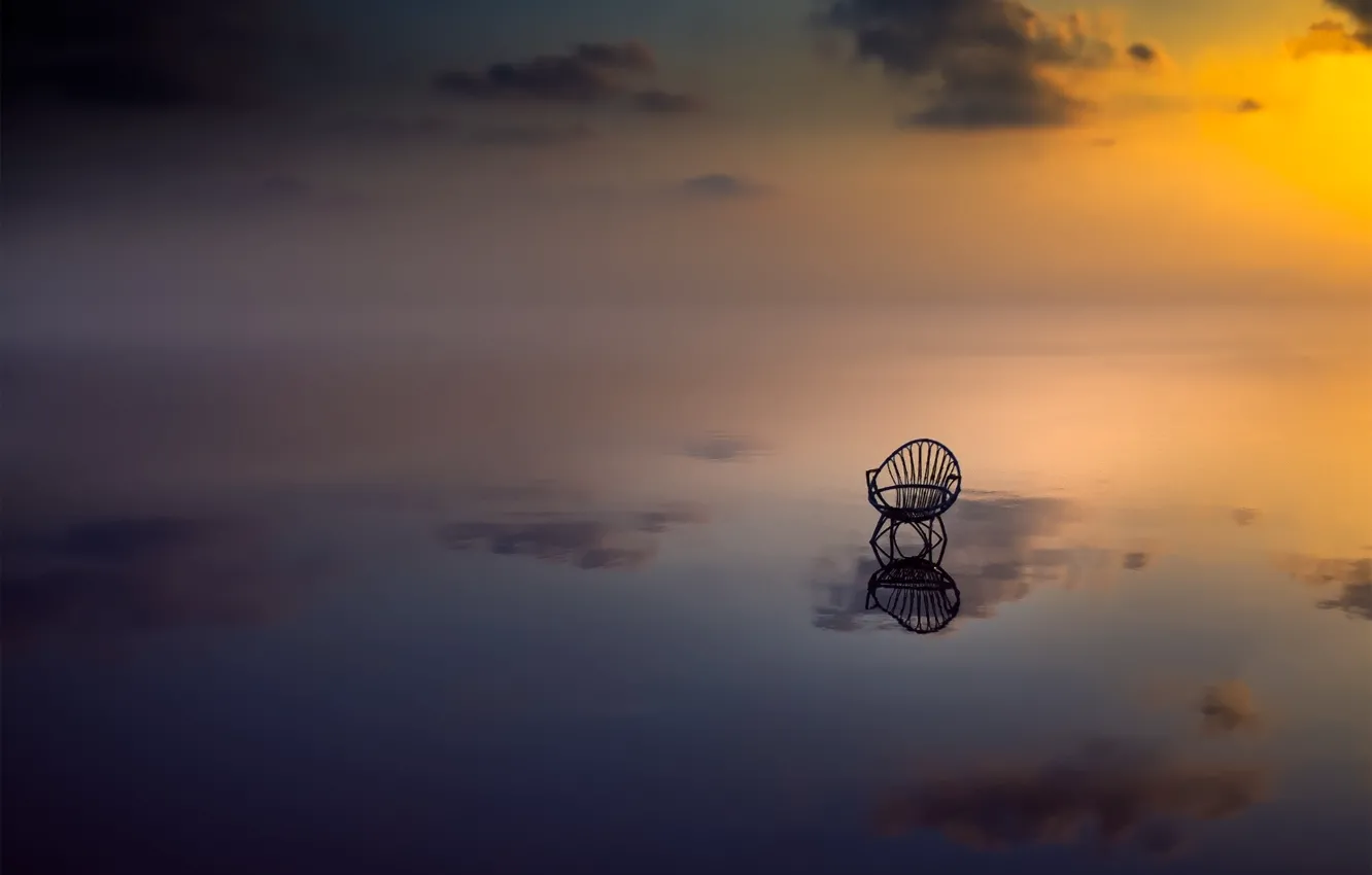 Photo wallpaper the sky, water, clouds, reflection