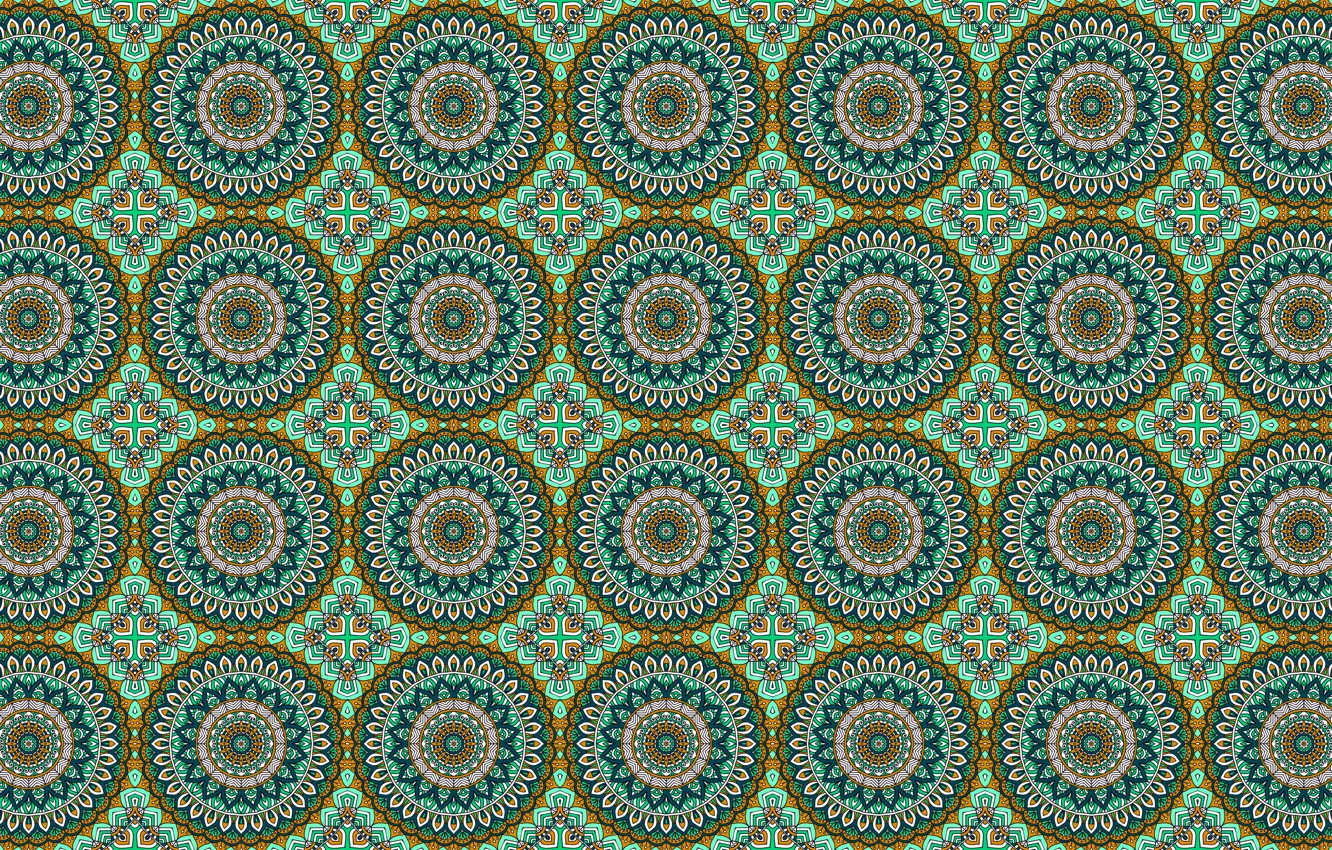 Photo wallpaper circles, green, pattern, ornament