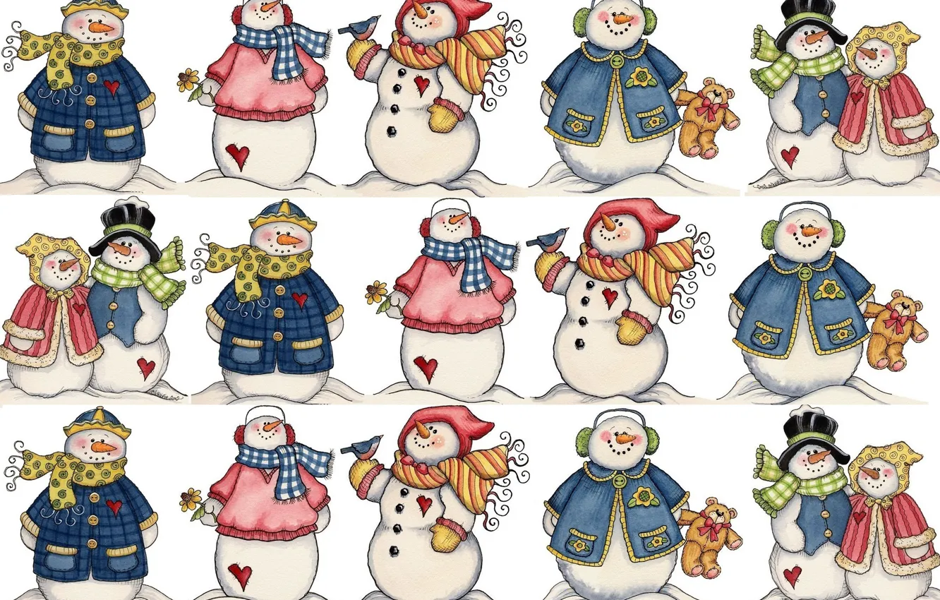 Photo wallpaper mood, holiday, new year, snowman