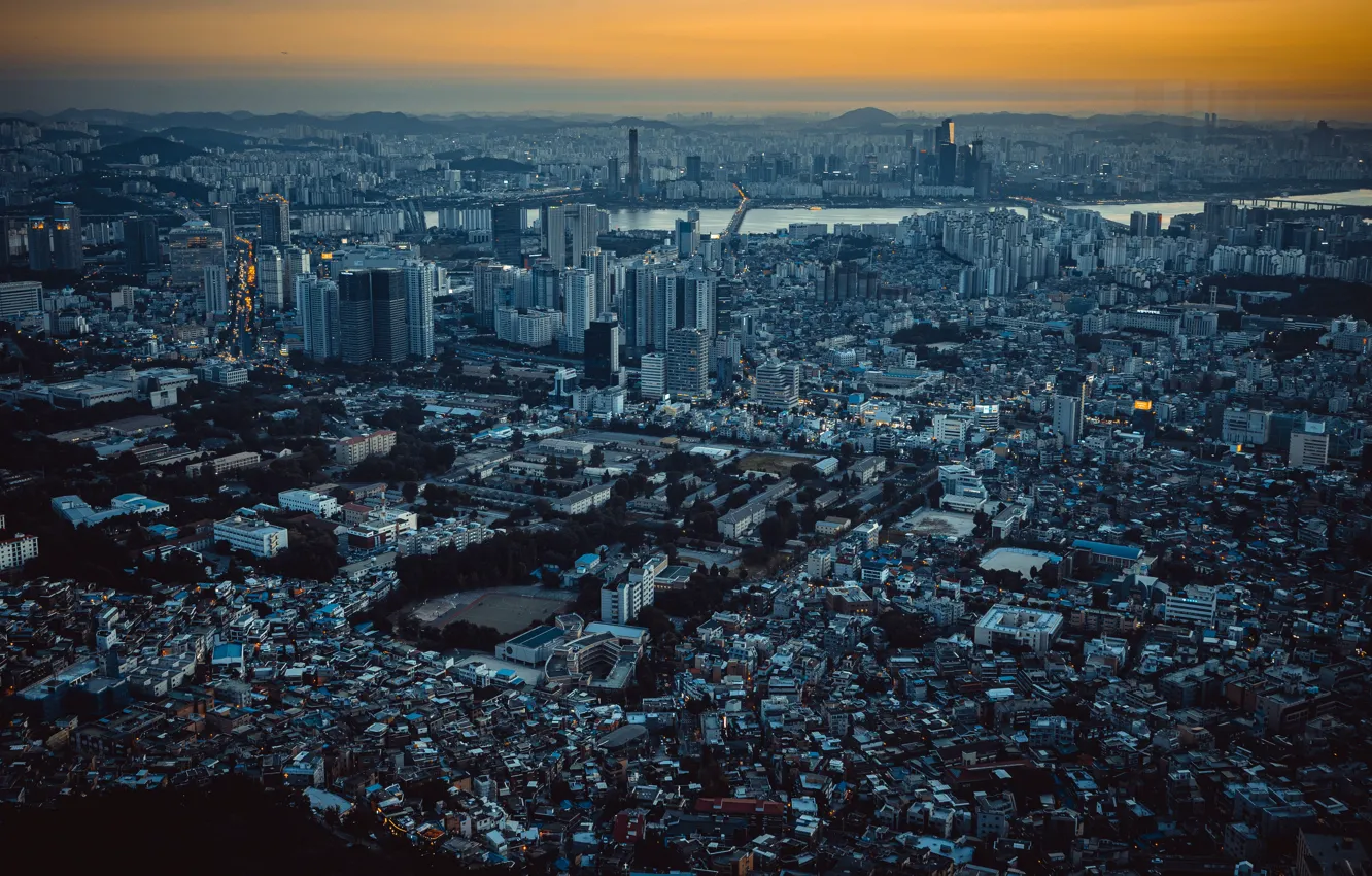 Photo wallpaper the city, panorama, Seoul